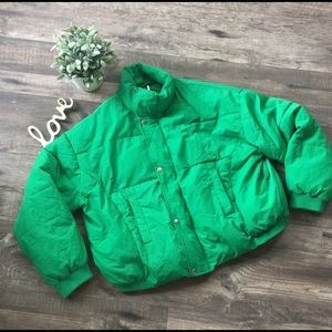 Free People Kelly Green Puffer Jacket Size M